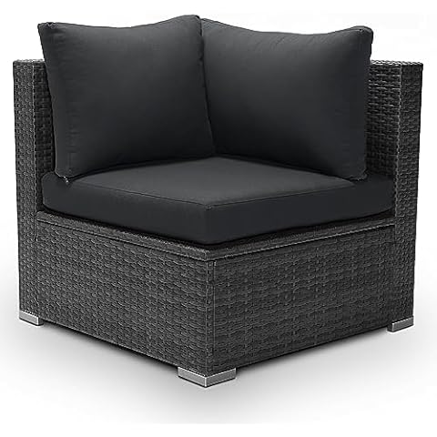 BULEXYARD 1 Piece PE Rattan Patio Furniture Corner Sofa with Thick Cushions Outdoor Wicker Seating for Backyard, Deck, Garden, Balcony (Dark Grey) Cover