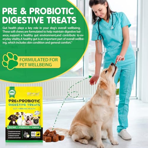 Probiotika für Hunde, Erbesserte Verdauung & Immunsystem, Fördert die Gesundheit der Haut und Saisonale Allergien Unterstützen, Gut für Die Immunität, Entengeschmack