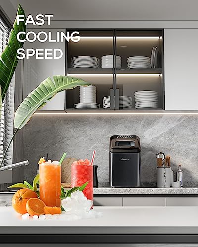 Freezimer DreamiceX2 | Nugget Ice Maker Countertop with Chewable Sonic Ice Self-Cleaning Quiet Thick Insulation Waterline Pebble Ice Machine Soft Ice Pellet Ice Makers 33lbs/24h, Stainless Black