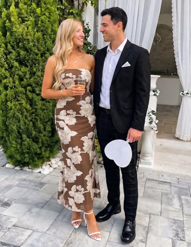 Image of MEROKEETY Women's Summer Floral Wedding Guest Cocktail Maxi Dress