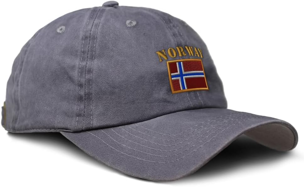 Custom Soft Baseball Cap Embroidered Dad Hat Norway Flag Embroidery Vintage Hats Washed Baseball Cap Cotton