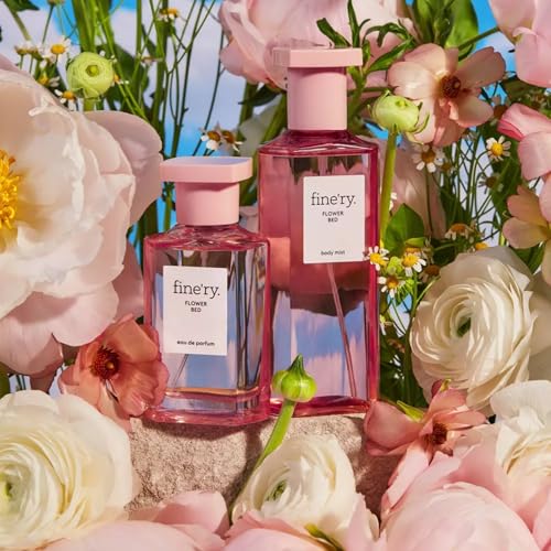 Image of Fine'ry Flower Bed Peony Apple Hair + Body Fragrance Mist Spray for Women - Long-Lasting, Floral, Fresh, Clean Scent with Lush Peony, Green Apple & Blooming Jasmine, Vegan, Gift for Girls (5 Fl Oz)
