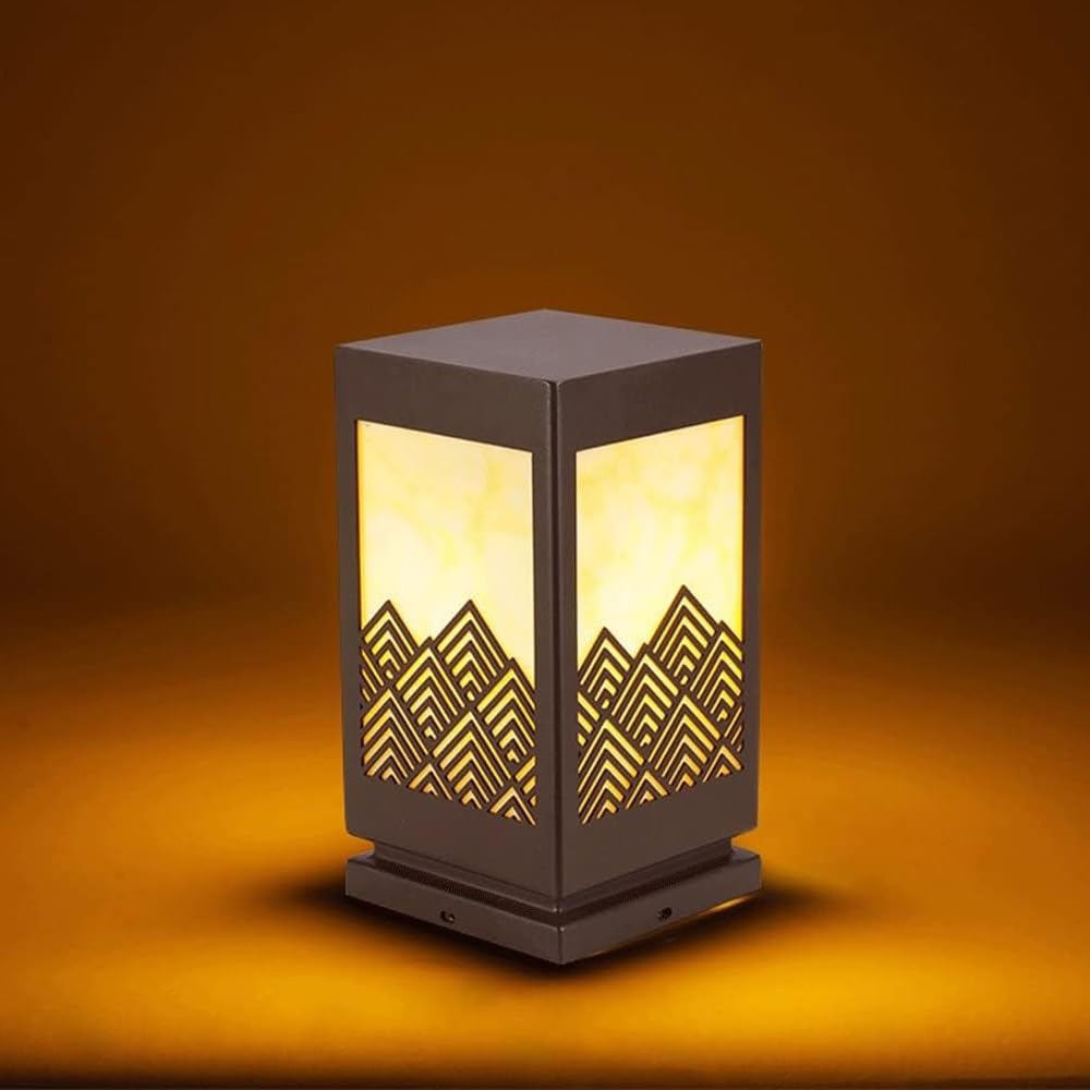 Iluminación for vallas de terraza y exteriores, luces de poste cuadrado, lámpara de columna impermeable IP55 for patio y camino.