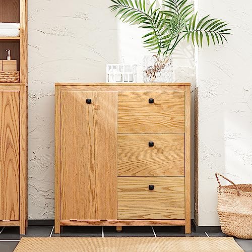Wäschekorb mit Korb und 3 Schubladen, platzsparender Badezimmer-Aufbewahrungs-Organizer, modernes Design für Zuhause und Waschküche, B 80 x T 35 x H 90 cm