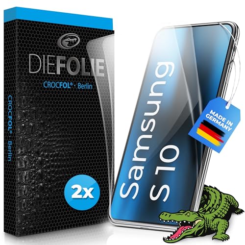 Crocfol Schutzfolie vom Testsieger [2 St.] kompatibel mit Samsung Galaxy S10 - selbstheilende Premium 5D Langzeit-Panzerfolie - für vorne, hüllenfreundlich