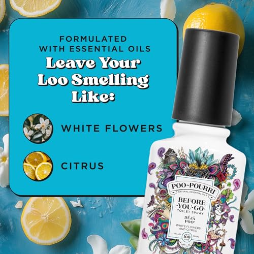 poo-pourri before-you-go toilet spray deja poo 2 fl oz - white flowers and citrus