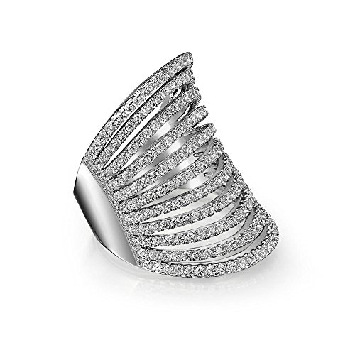 Bague armure intégrale argent .925 grand anneau cocktail zircon pour ado - 4