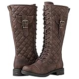 GLOBALWIN Women's 19YY23 Brown Lace Up Below The Knee Miliraty Style Fashion Boots 8.5M