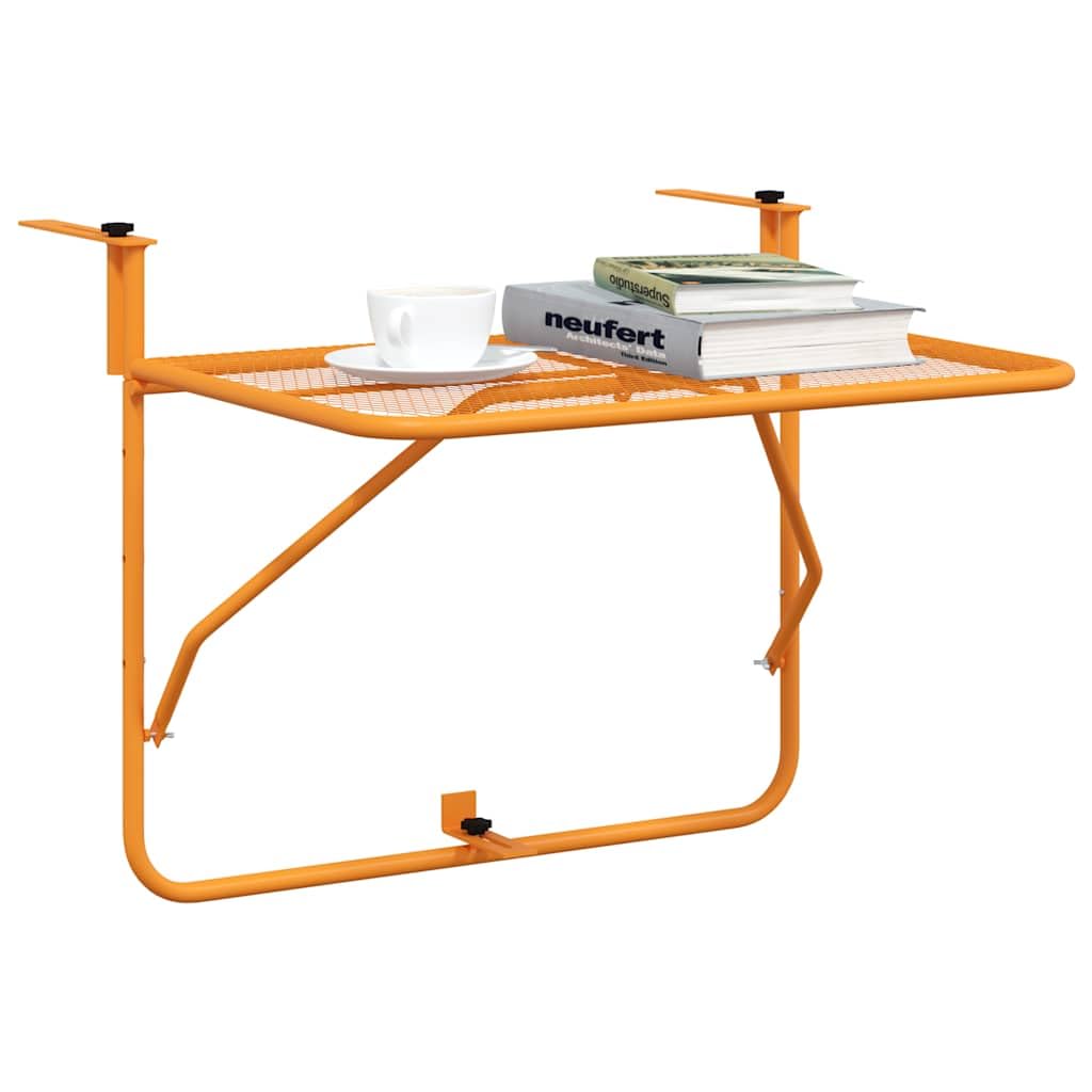 Tomostar Table de Balcon Suspendue, Table Pliante de Balcon Rabattable Jaune 60x40 cm Acier