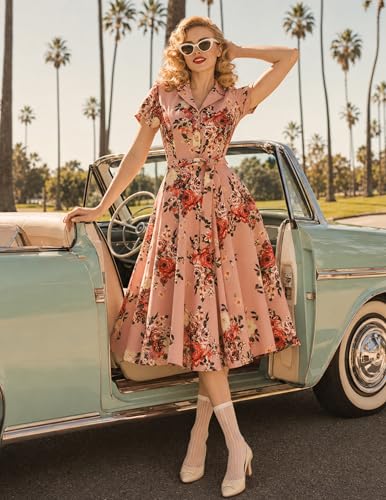 Image of Wedtrend Women's Vintage Tea Dress, Short Sleeve Cocktail Party Dress Work Church Casual Dress