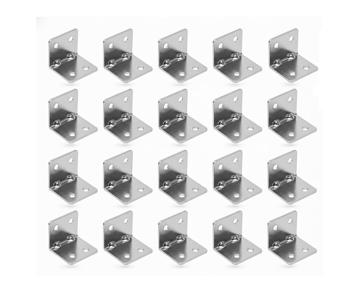 MHS Heavy-Duty L Metal Brackets – Silver Finish Corner Brace – Right Angle Support for Wood Shelves, Cabinets, and Furniture (24, 40 X 25 X 25)