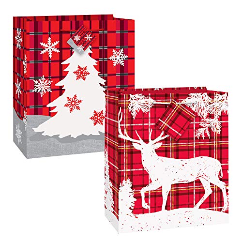 Unique Medium Christmas Gift Bag Bundle  2 Count 