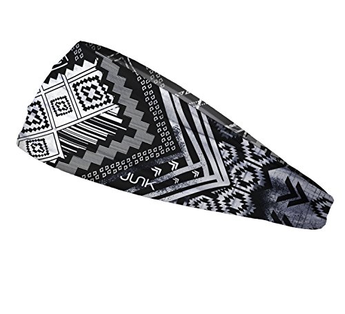 Image of JUNK Brands Big Bang Lite Black & White Headband - Moisture-Wicking, Performance Fabric, Non-Slip, Sports Sweatband for Men & Women