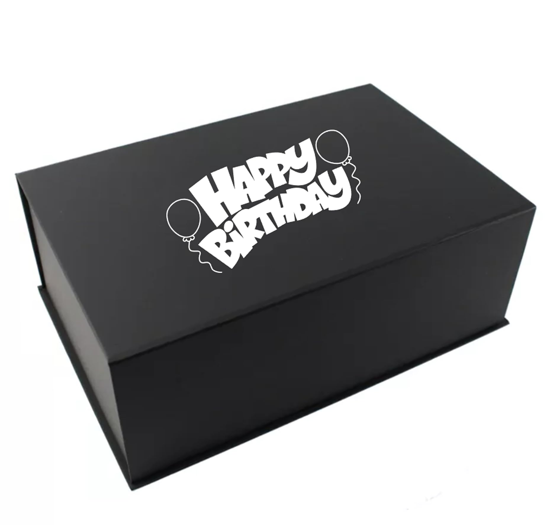 Extra Large Birthday Gift Box, 40 x 30 x 15cm, Black Magnetic Closing Box in 9 Designs, Keepsake Gift (Design 9, Extra Large Box)