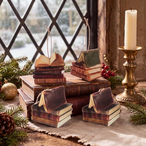 Image of Soulchen 24 Pcs Magical Wizard Party Decor Witch Magical Books Ornament Hanging Book Garland Vintage Wood Hanging Sign Scholar for Tree Room Library Birthday Party