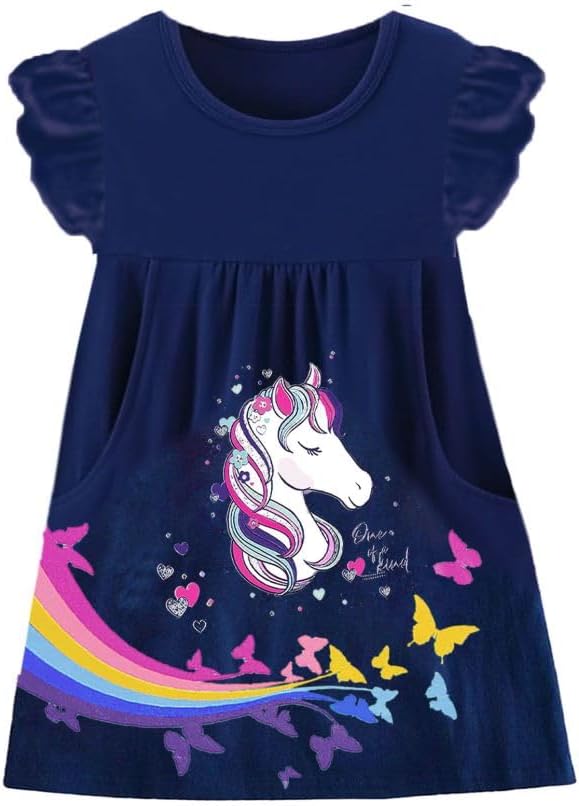 VIKITA Summer Girls Dresses Short Sleeve Casual Toddler Girl Clothes Schoold Outfits for Kids