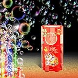 Bubble Machine (13 Holes) with Lights, Automatic Bubble Blower Toys, Portable Bubbles Maker for Kids Party Wedding Christmas Chinese New Year