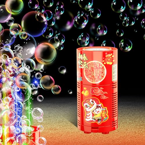 Bubble Machine (13 Holes) with LED Lights, Automatic Bubble Blower Toys, Portable Bubbles Maker for Wedding Christmas Chinese New Years Party Decorations, Kids Birthday Gifts, Balloons Banner