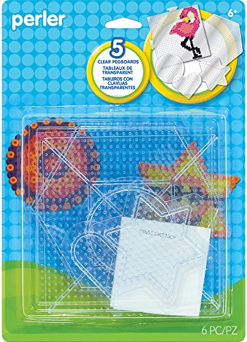 Perler Beads Clear Shaped Pegboards, 5pc