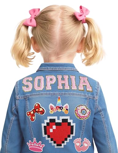 Personalized Kids Denim Jacket with Names Custom Denim Jacket Patch Outerwear Jacket Toddler Spring and Fall Coat