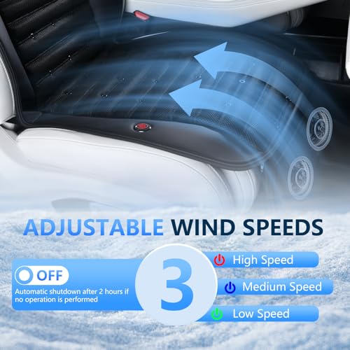 Image of FLORICH Cooling Car Seat Cover with 2 Powerful Turbo Fans Ventilated Seat Cushion 3-Speed Adjustable 12V-24V Breathable Cooling Car Seat Pad for Summer Driving Universal Fit for Car SUV Truck Van