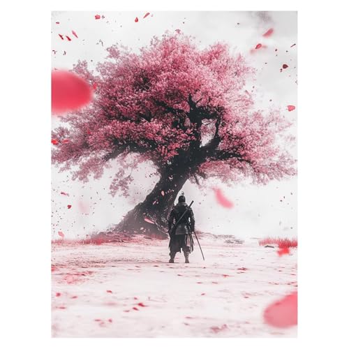 数字油絵 戦士 数字塗り絵画 手芸キット 桜 ペイントバイナンバー 手作りキット 子供 初心者 と アクリル絵の具 と ブラシ キャンバス 50x70cm Paint by numbers のために そして自宅 壁飾り ギフト 女性 model-4450