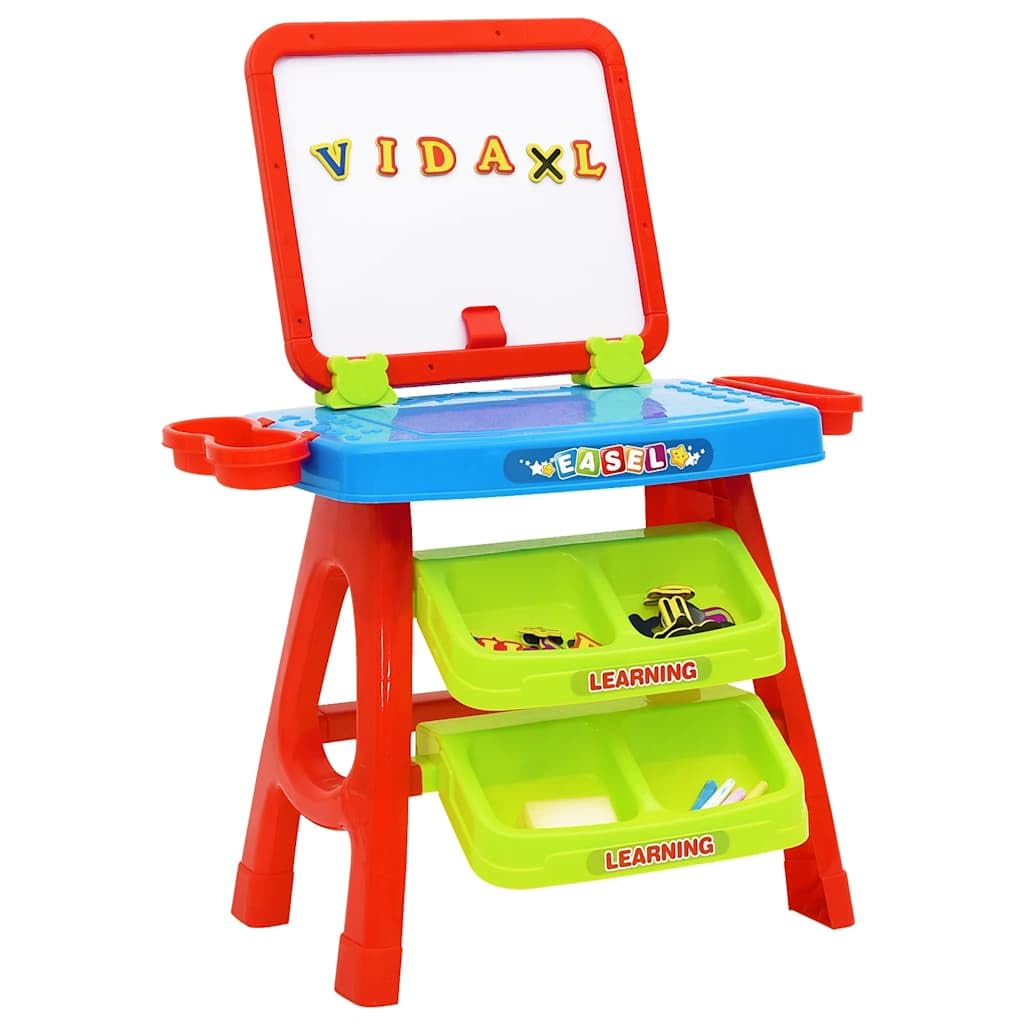 Mangloder - Set di cavalletto bifacciale per bambini, con lavagna magnetica e lavagna, include lettere, numeri, colori, strumenti di scrittura per l'apprendimento creativo e il gioco nella cameretta