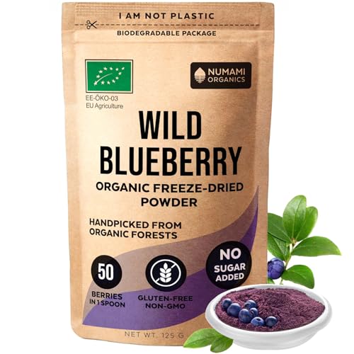 Numami Wild Blueberry Powder Organic for Smoothies Baking and Flavoring Rich in Antioxydants and Vitamin C Organic Blueberries are Handpicked from Nordic Forests for Freeze Dried Blueberry Powder