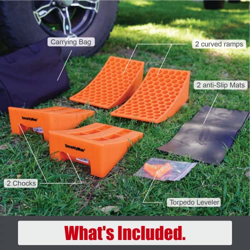 SECURITYMAN RV Leveling Ramps 2 Pack Kit | Premium Anti Slip Camper Leveler | Trailer Wheel Chocks for Dual Axle Trailers - Faster RV Leveling System Than RV Leveling Blocks | Must Have RV Accessory