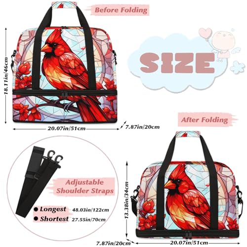 Large Weekender Overnight Bags Abstract Bird Glass Travel Duffel Bag for Women Men Gym Bag With Shoe Compartment Foldie Travel Tote Bag Carry On Personal Item Bag for Travel Gym Sports2