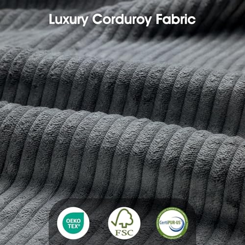 Image of LLappuil 112 inch Modular Sectional Sofa with Storage, U Shaped 6-Seat Corduroy Couch with 6 Throw Pillows, Convertible Sofa Set for Living Room & Apartment, Skin-Friendly & Soft, Grey