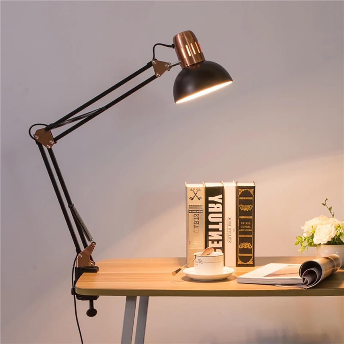 LED Lampe de Bureau, Lamp de Table, Lampe avec Pince d'architecte, USB Lampe Lecture pour Chambre Livre, Deco Bureau (noir)