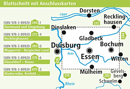 Essen und Umgebung: Rad- und Wanderkarte mit Ausflugszielen, Einkehr- & Freizeittipps, wetterfest, reißfest, abwischbar. 1:50000