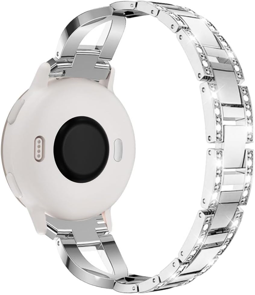 Compatible for Garmin Vivoactive 6/Vivoactive 5/3/3 Music Band, 20mm Metal Bling Jewelry Rhinestone Strap Wristband for Venu Sq 2/Venu 2 Plus/Approach S50/Forerunner 158/165/245/570 42mm image 2