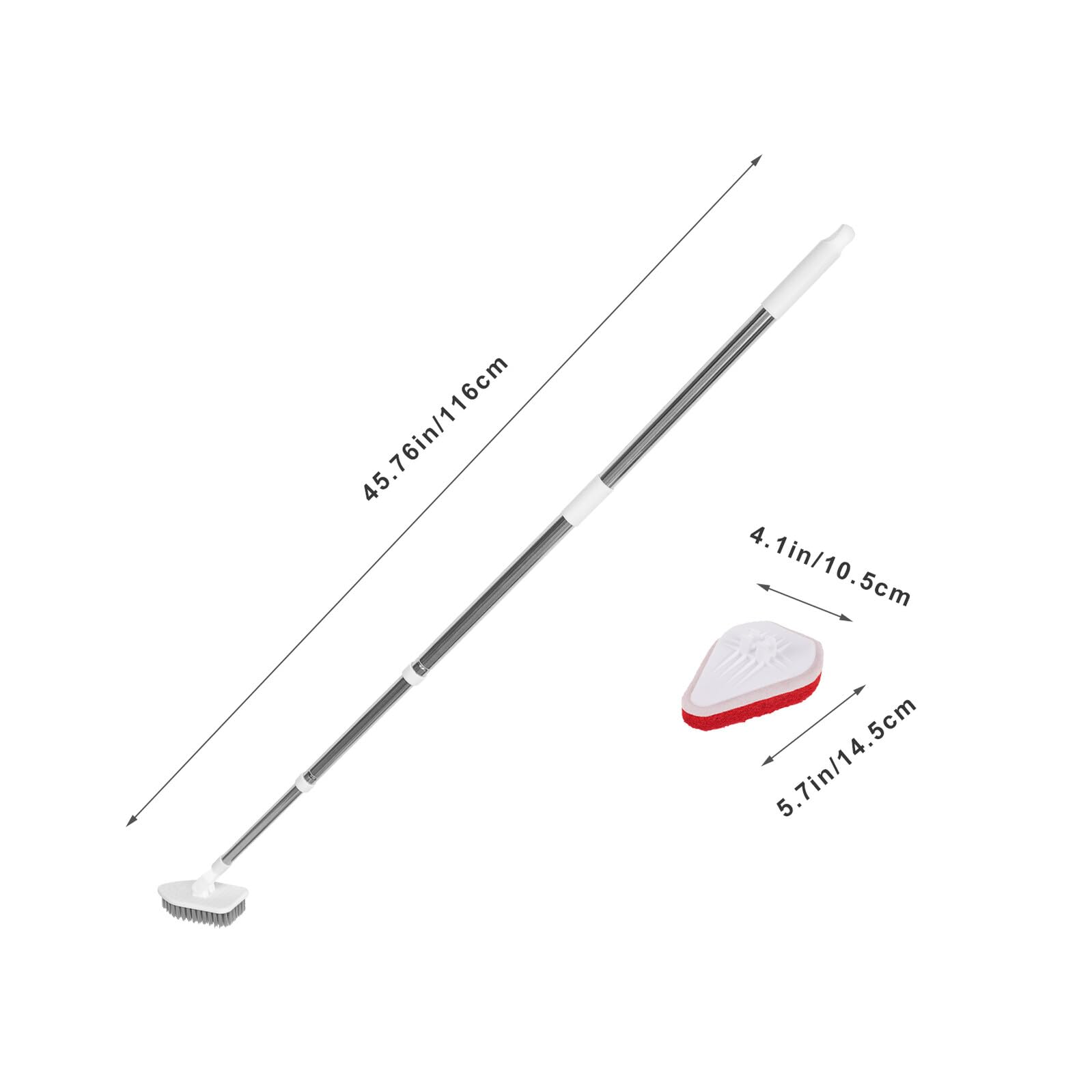 SHINEOFI Cepillo de Limpieza Multifunción para Suelos con Mango Extensible Cabezal Giratorio y Cabezas de Esponja y Cerdas Duras para Azulejos Baños y Exteriores Ahorro de Espacio con
