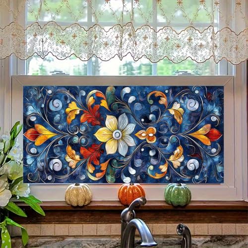 Película para ventana con patrón floral 39.3x17.7 in miniatura 6
