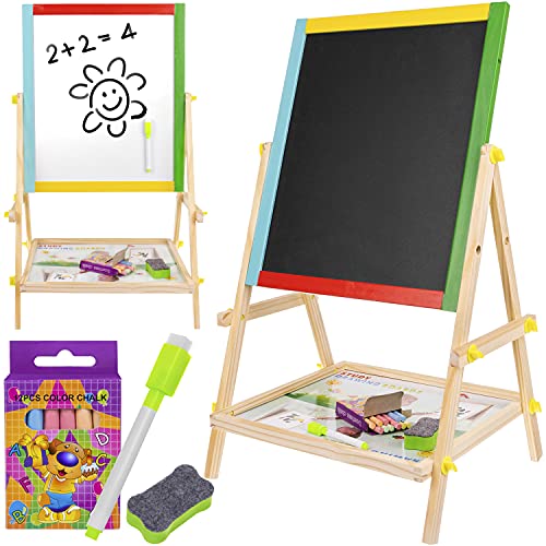 KRUZZEL 8905 Chevalet en bois pour enfant avec chevalet double face et chevalet blanc