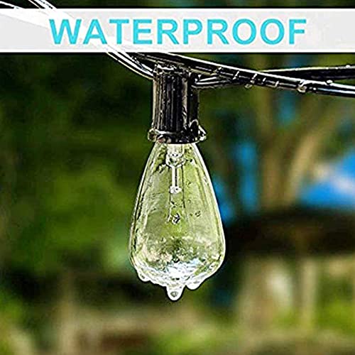 Sunsgne 10Ft Outdoor Patio String Lights With 11 Edison Bulbs (1 Spare), Vintage Edison Bulb String Lights For Patio Garden Backyard Porch Bistro Umbrella Party, 7 Watt E12 Base, Black Wire #TOP2