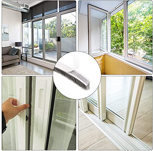 Image of Adhesive Brush Seal Weather Stripping 18 ft, Dustproof Soundproof Windproof for Windows Bottom and Frame,Sliding Doors Frame,Wardrobe