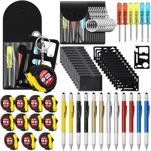 Image of 48 Pcs Mini Screwdriver Tape Keychain Set Multitool Pen Card Father's Gifts Bulk Mini Tool Set for Adult Men Dad (Multicolor)