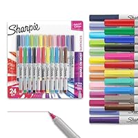 Sharpie Color Burst Permanent Marker Set, Ultra-Fine Tip Markers, Assorted Colors, 24 Count - Writing, Drawing, Artist, School, Teacher Supplies