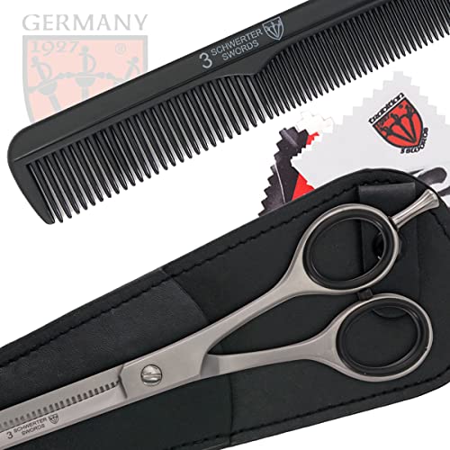 DREI SCHWERTER - Rostfreie professionelle Effilierschere Haarschere im Etui NEU mit Kamm