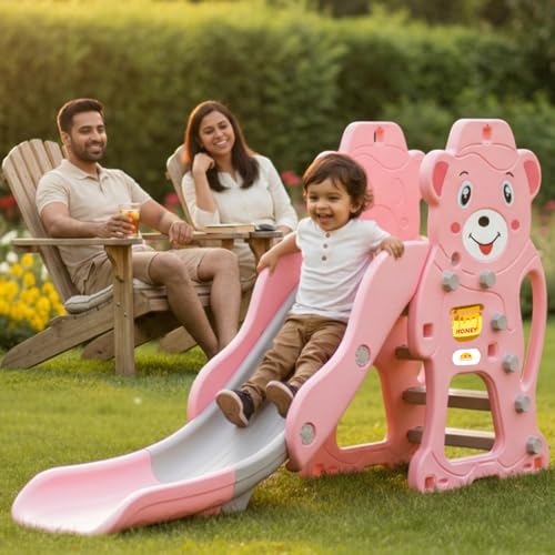 Image of Toyzone Fun Bear Slide for Kids | Baby Play Slide | Indoor & Outdoor Kids Slider | Easy Assembly | Safe Rounded Design | BIS Certified | Made in India |Kids Slide for 2-12 Years, Upto 70 kgs