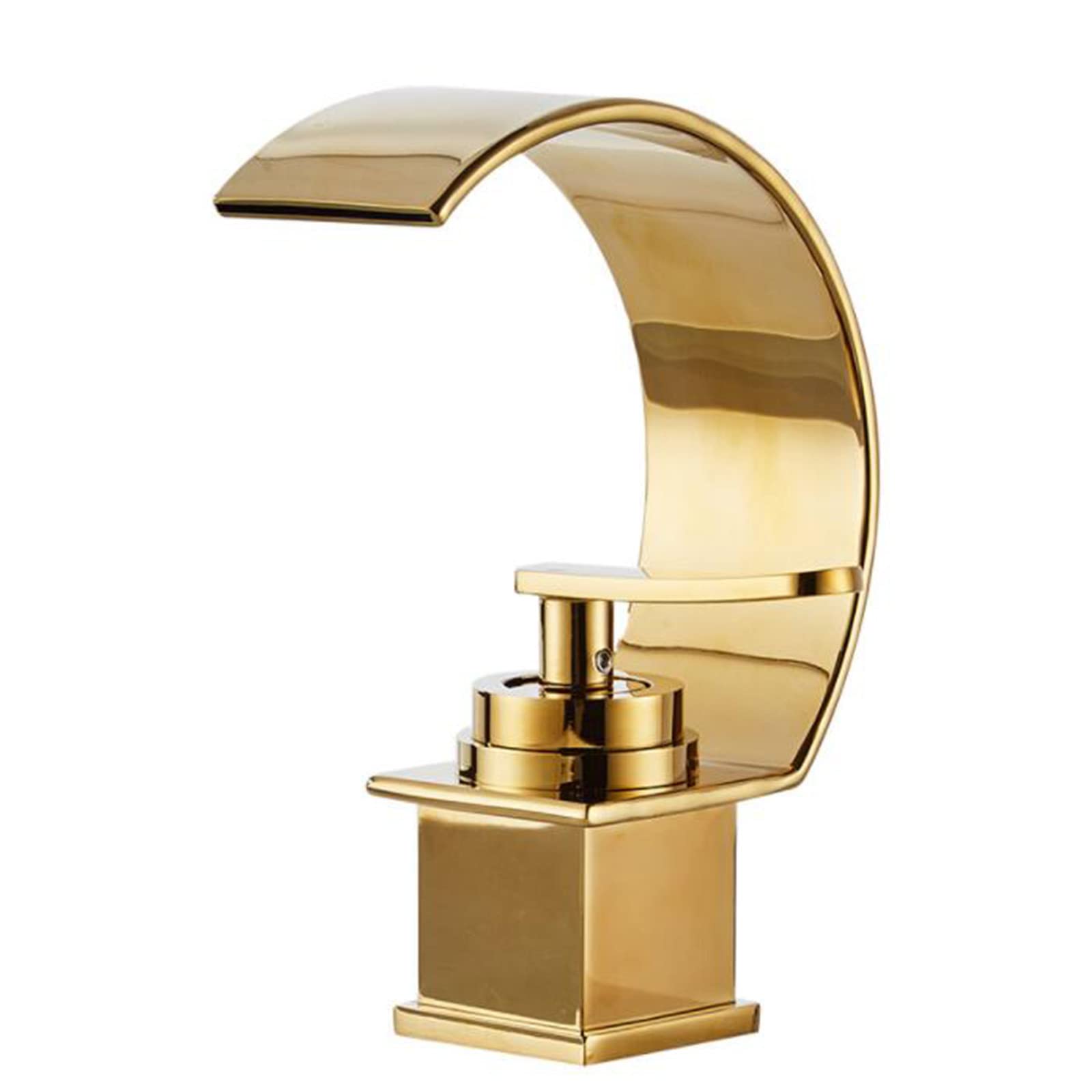 VDOQTLJT Bathroom Basin Faucet Waterfall Single Hole Hot Water and Cold Brass Sink Faucet-Gold(Cromo)