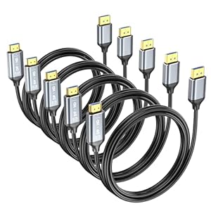 Cable DisplayPort a HDMI de 6 pies, paquete de 5 unidades, 4K @60Hz/2K @120/1080P a 240 DP a HDMI, puerto de pantalla unidireccional a cable HDMI para Dell, monitor, proyector, escritorio, AMD, Lenovo