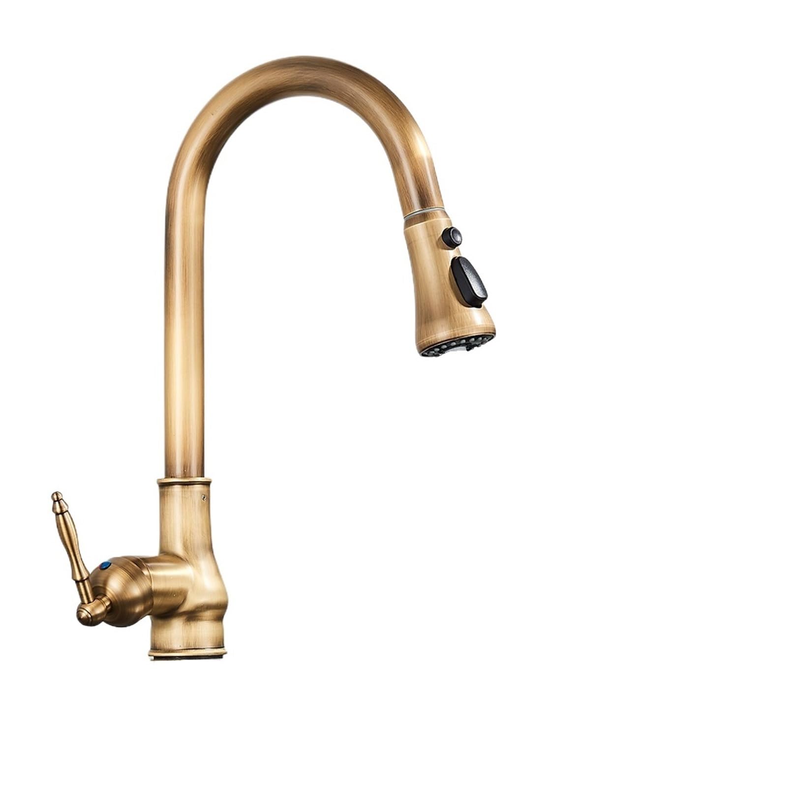Antique Brass Kitchen Faucet Pull Out Spout Kitchen Faucets Black Single Hole Swivel Hot Cold Water Kitchen Mixer Tap(Antique Brass 3way)