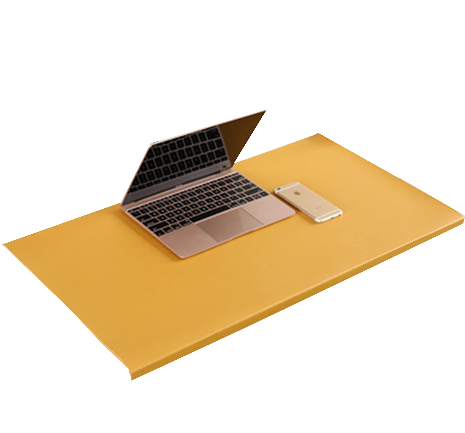 Sous-main de bureau en cuir PU avec protection des bords, tapis de clavier étanche lisse, antidérapant, résistant à la chaleur, résistant à l'huile, jaune 100 x 50 cm