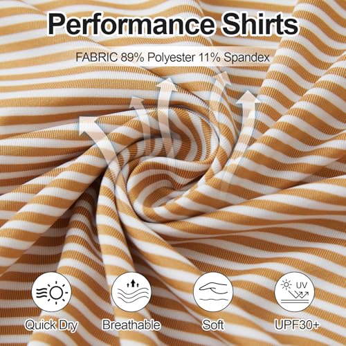 Image of Golf Shirts for Men - Dry Fit Moisture Wicking Short Sleeve Performance Sport Casual Striped Collared Mens Polo Shirt