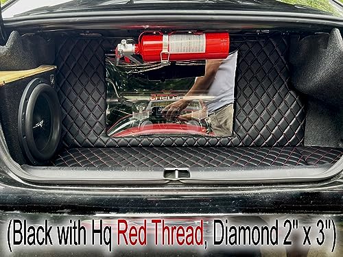 Premium Vinyl Quilted Foam Upholstery Fabric with Durable 3/8" Backing - 52" Wide, Dynamic Black with HQ Red Thread Design, Sold by the Yard 9 Premium Vinyl Quilted Foam Upholstery Fabric with Durable 3/8" Backing - 52" Wide, Dynamic Black with HQ Red Thread Design, Sold by the Yard - Image 8