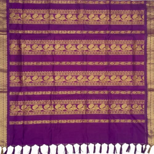 Image of Pure Kalyani Cotton Saree | Zari Border & Blouse Piece - Lata Gadwal Design | Traditional Saree